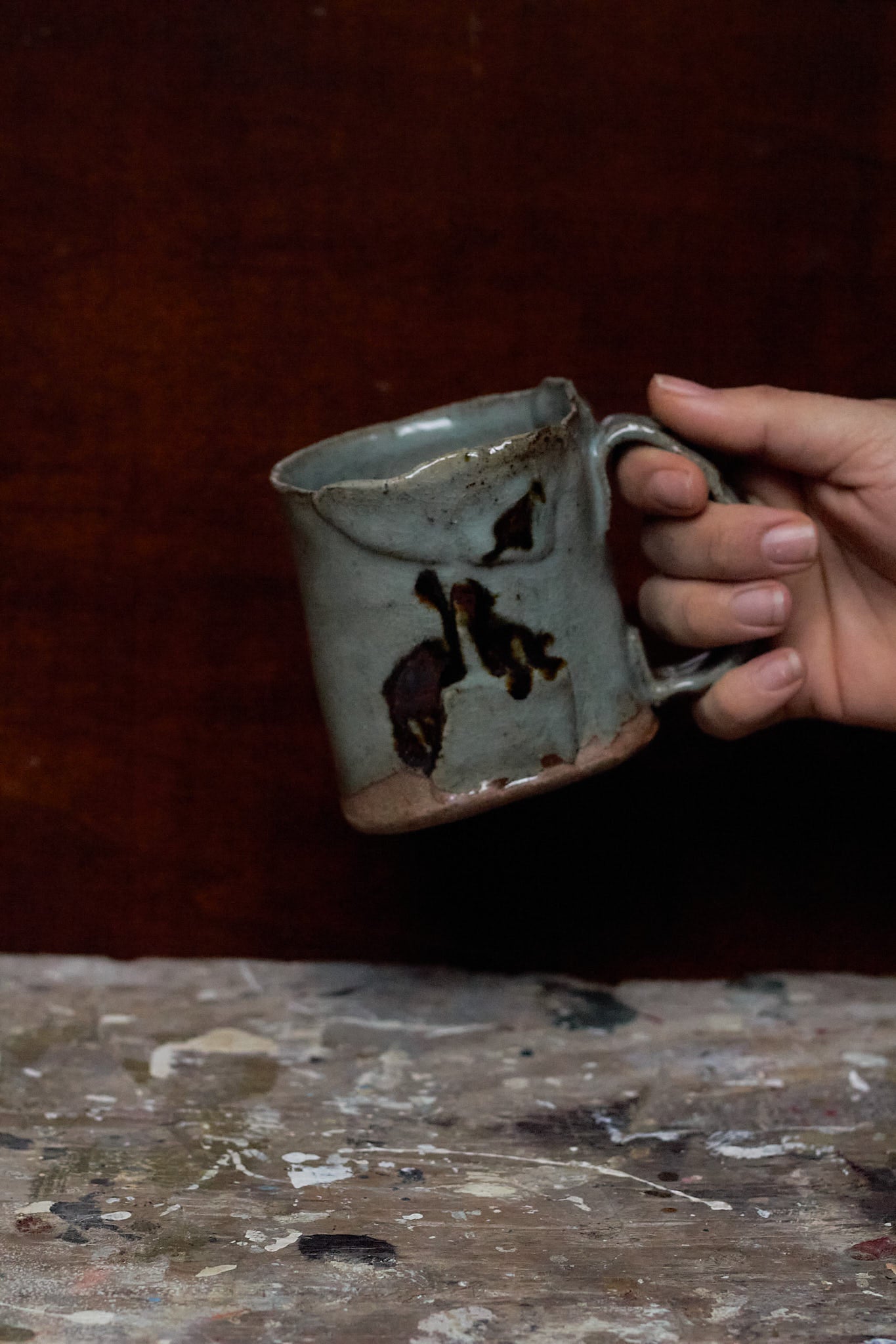 Handbuild Celadon Mug