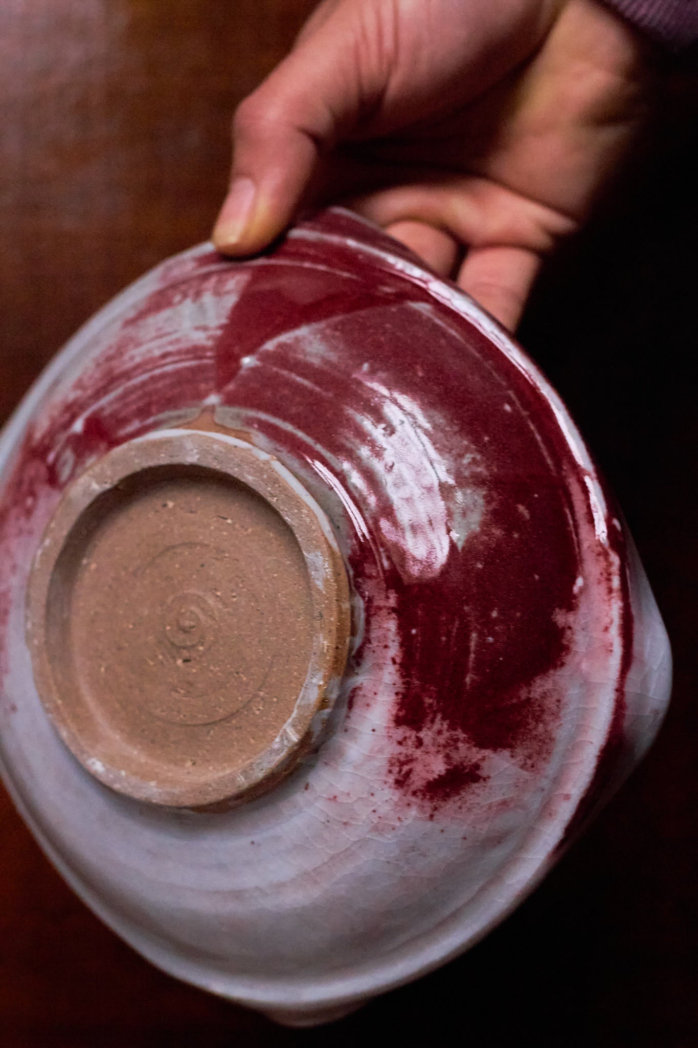 Squared Pink and Red Bowl