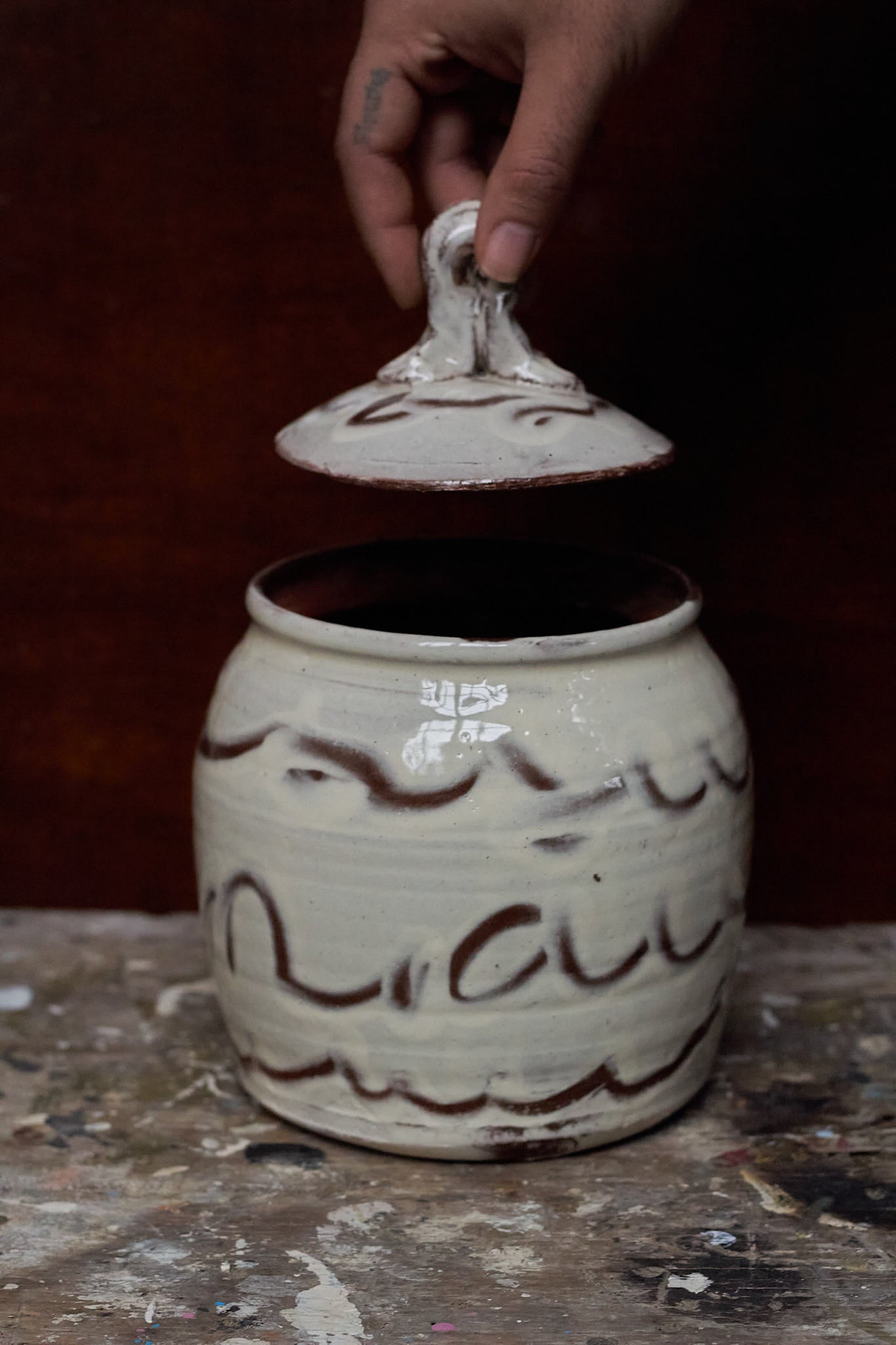 Big Earthenware Wavy Jar