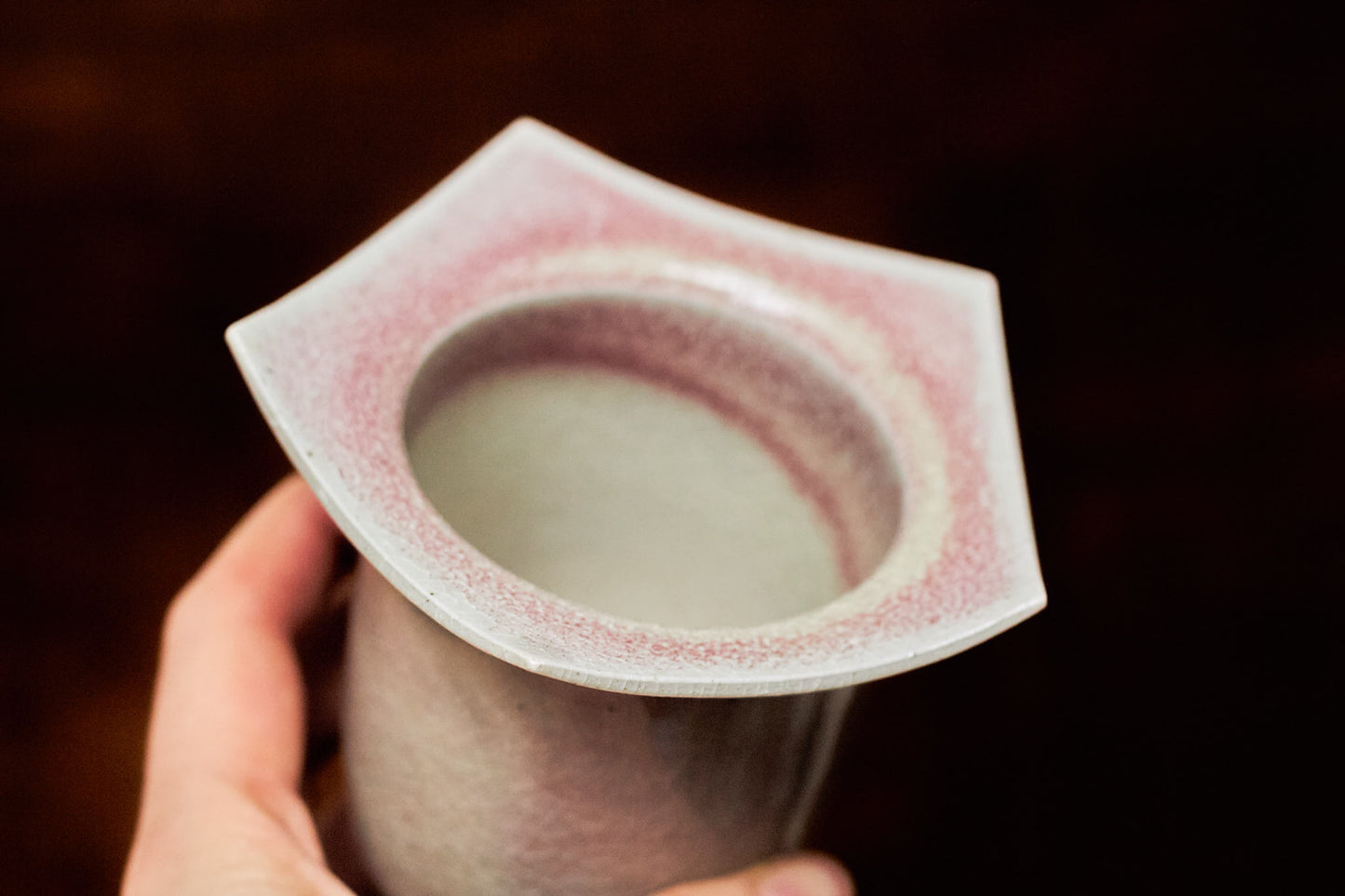 Hexagonal Tall Vessel in Pink and Peach