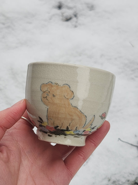 Puppy On A Flower Patch! Cup
