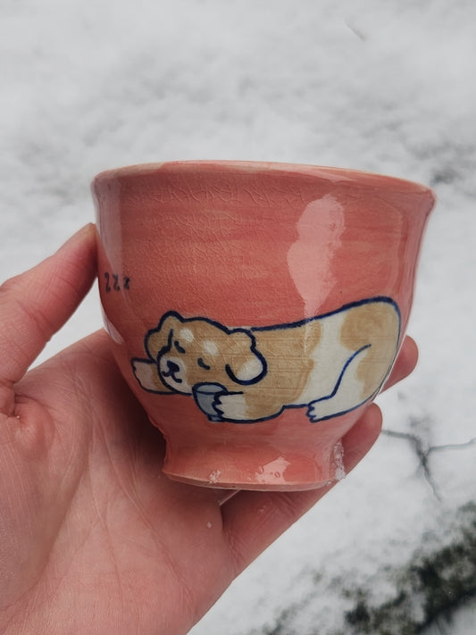 Zzz Sleepy Puppy Cup in Pink