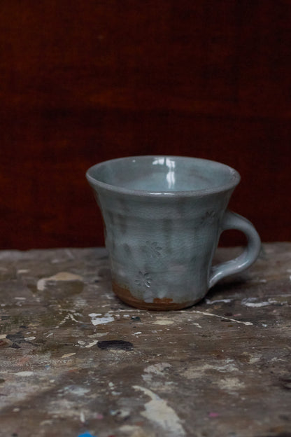 Wide Celadon Flower Mug