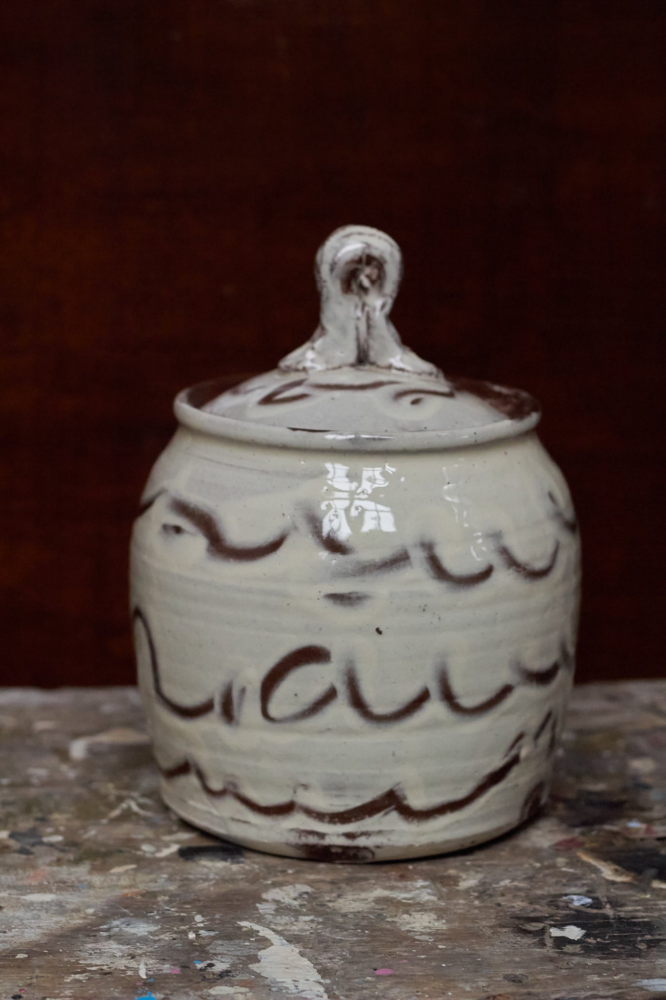 Big Earthenware Wavy Jar