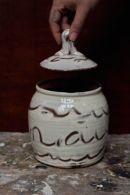 Big Earthenware Wavy Jar