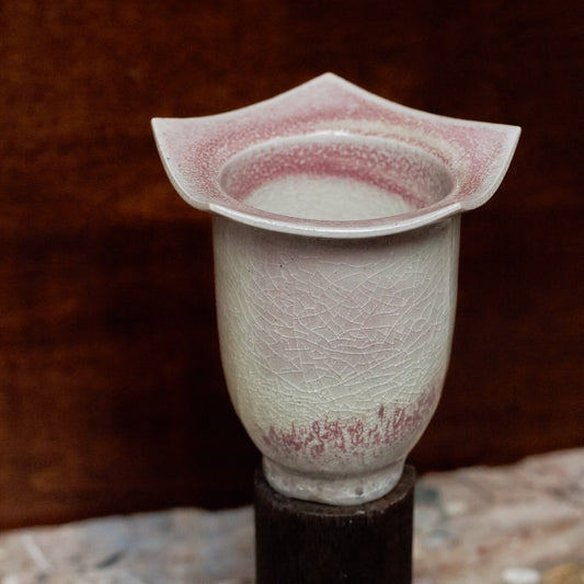 Hexagonal Tall Vessel in Pink and Peach