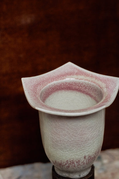 Hexagonal Tall Vessel in Pink and Peach