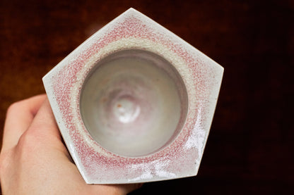 Hexagonal Tall Vessel in Pink and Peach