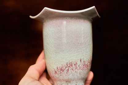 Hexagonal Tall Vessel in Pink and Peach