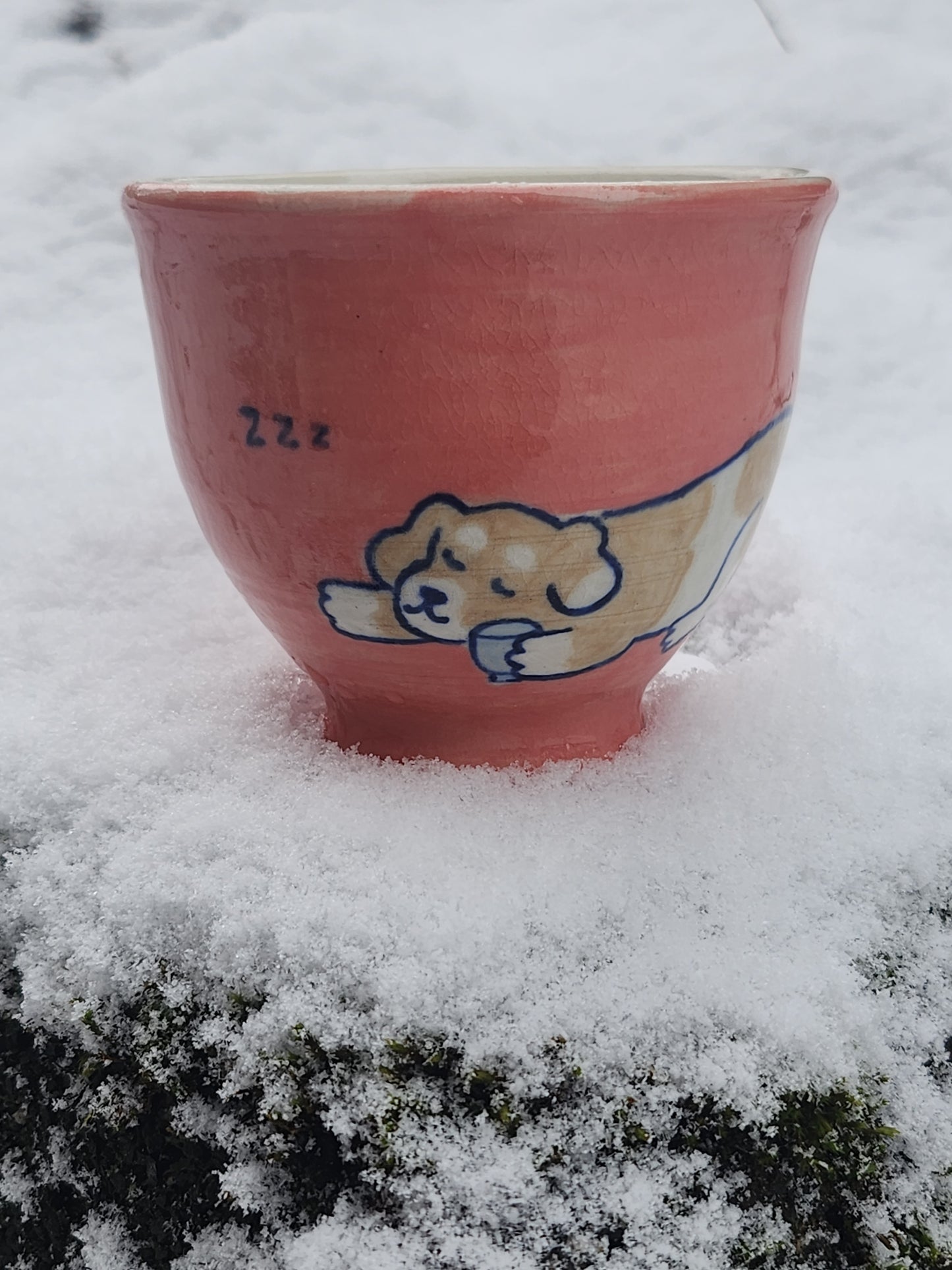 Zzz Sleepy Puppy Cup in Pink